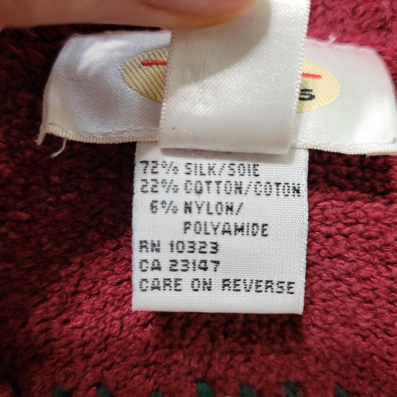 Vintage Talbots Silk Blend Ugly Christmas Sweater Embroidered Patchwork Sz M - Picture 8 of 9